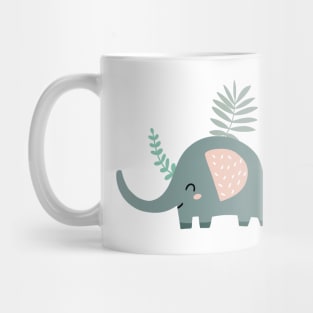 Cute elephant in the jungle. Kids' things. Mug